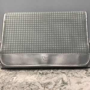 Vintage Christian Dior houndstooth hanging travel jewelry makeup case